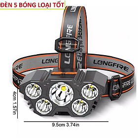 Đèn Pin Đội Đầu 5 Pha LED Mạnh Mẽ Sạc USB Có Pin 18650 Siêu bền hàng cao