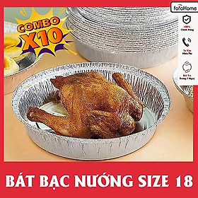 Combo 10 Khay Giấy Bạc Lót Nồi Chiên Không Dầu, Lò Nướng - Khuôn Đĩa Nhôm Đựng Thức Ăn, Thực Phẩm Size 18cm Dùng Cho Nồi Chiên Không Dầu 3-5L