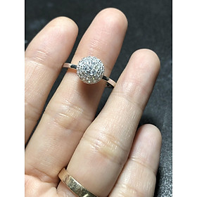 Nhẫn bạc quả châu đính đá pha lê ý - bạc thật 
