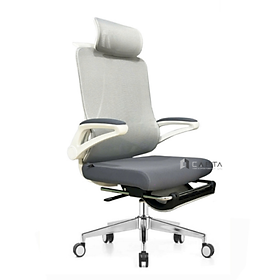 Mua Ghế làm việc khung trắng nệm lưới vải xám CR4330-2M Nội thất Capta Ghế văn phòng có gác chân chân xoay thép mạ chrome tại hcm