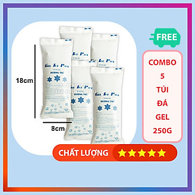 Combo 5 Túi Đá Gel 250g Đá Khô Giữ Lạnh Bảo Quan Thực Phẩm, Sữa Mẹ, Y Tế