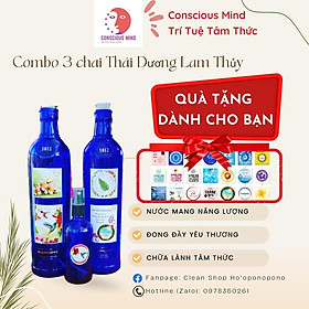 (Tặng Decal Thanh Tẩy & HDSD) Combo 3 Chai Thái Dương Lam Thủy thanh tẩy Ho'oponopono (2 chai 500ml & 1 nhỏ 100ml)