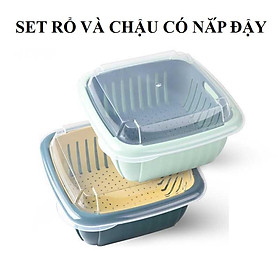 Set rổ 3 chi tiết HOT HOT HOTđựng rau củ quả, thực phẩm có tay cầm và lỗ thoát nước bằng nhựa ABS cao cấp