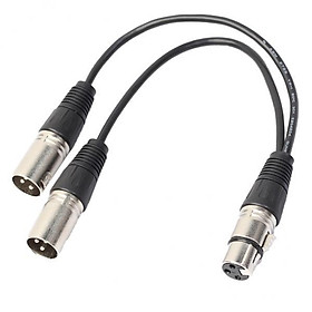 2x3 Pin XLR Audio Cable Female to 2 Male Y Splitter Adapter 1ft black+silver