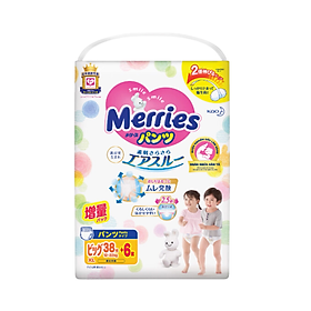Bỉm - Tã quần Merries size XL 38 miếng cộng 6 miếng