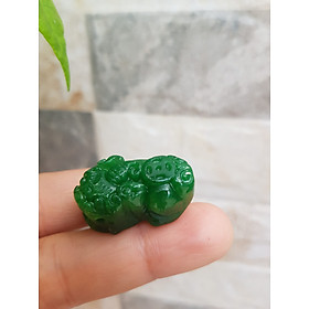 Mua Con Tỳ hưu Xanh Đồng tiền Size trung Phối Vòng Tay 12ly - 14ly  Chất liệu đá cẩm thạch xanh ngọc lá tươi đẹp   Size tỳ hưu D28mm x N16mm x S12mm ạ