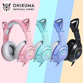 Tai nghe có dây Onikuma K9 với RGB Light HD Mic Tai nghe trò chơi Gamer 7.1 Tai nghe máy tính bao quanh cho PC Gamer Color: Pink