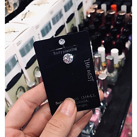 KHUYÊN RỐN 2 đầu đá trấu tròn trắng - XUÂN SHOP CHUYÊN KHUYÊN NHẬP THÁI