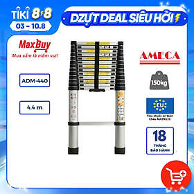 Mua Thang nhôm rút đơn gấp gọn AMD-440 duỗi thẳng 4.4 mét màu Bạc-Đen chắc chắn