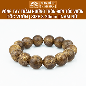 Vòng Tay Trầm Hương Hạt Tròn Đơn (Nam) Từ Trầm Tốc Lào Tự Nhiên