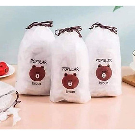 Mua Sét 100 Màng Bọc Thực Phẩm PE Hình Gấu Có Chun Bo Tái Sử Dụng Được Nhiều Lần