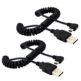 2Pieces 1.5m/5ft USB 2.0 A Male to  5P  Male Spiral Coiled Plug