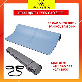 Xanh Dương Thảm Tập Yoga Định Tuyến Bằng Da PU Hãng Amalife Tập Gym Cao