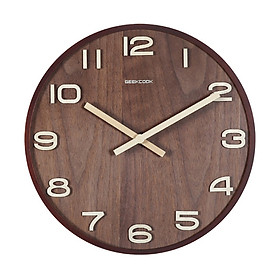 Đồng hồ treo tường gỗ cao cấp GeekCook - Dạng kim trôi, khung viền nguyên khối