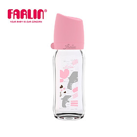 Bình Sữa Thủy Tinh City Bottle Cổ Rộng của FARLIN - Hồng Cổ Điển - 240ml