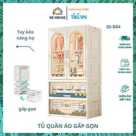 Tủ quần áo trẻ em lắp ghép gấp gọn ID-B04 Tủ đồ cho bé đa năng không cần tháo lắp cửa khoá nam châm - Hình ngẫu nhiên