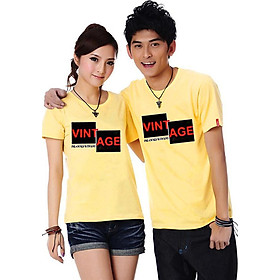 Bộ Áo Thun Đôi Nam Nữ Vitage Màu Vàng - XL