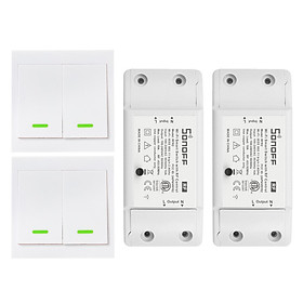 2PCS SONOFF RF Wifi Switch RF 433MHz Compatible with Alexa for Google Home 10A/2200W Wireless Switch with Timing Function for Android/IOS APP Control with 2PCS 2 Gang 86 Type ON/Off Switch Panel 433MHz Wireless RF Remote Control Transmitter Smart Home
