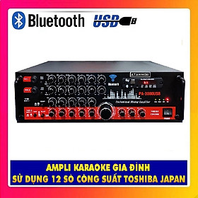 Ampli Bluetooth Karaoke ATANNOII PA - 3000USB - Amply 12 sò lớn - nút nhôm - quạt tản nhiệt - Hàng chính hãng