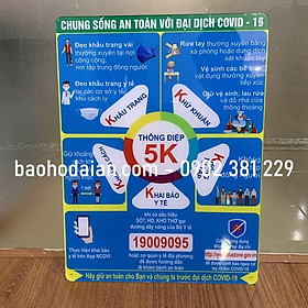 Poster/bảng thông điệp 5K phòng chống Covid chất liệu mica dán decal kích thước 30 x 40cm