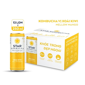 Thùng 12 lon thức uống lên men STAR KOMBUCHA Xoài Kiwi Mellow Mango 250ml