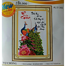 tranh thêu vợ chồng, kích thước 62 x 91