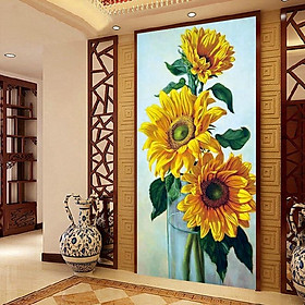 TRANH THÊU KÍN HOA HƯỚNG DƯƠNG E61  MN0098