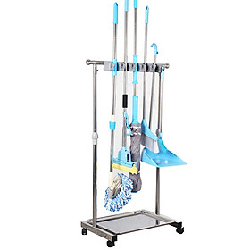 Giá Treo Cây Lau Nhà Để Ráo Nước Inox Cao Cấp Cleaner có bánh xe di chuyển