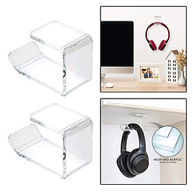 2x Clear Headphone Wall Hanger Computer Headset Earphone Display Holder Hook
