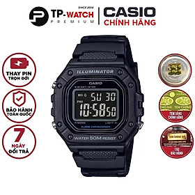 Đồng hồ nam dây nhựa casio standard w-218h-1b chính hãng | w-218h-1bvdf pin 7 năm