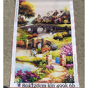 Tranh đính đá phong cảnh đứng 120*80cm đính kín