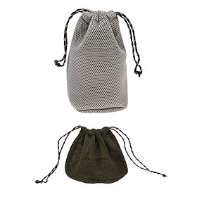 2pack Drawstring Mesh Pouch Storage Bag Organizer Holder for Outdoor 2 Sizes