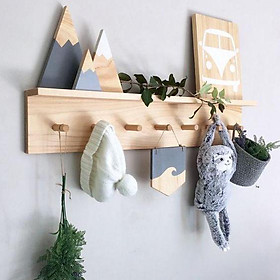 Mua Kệ gỗ treo tường 2 trong 1  kệ trang trí Gía gỗ Decor phòng ngủ móc quần áo  phụ kiện gỗ thông tự nhiên