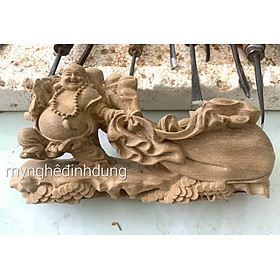 Tượng phật di lặc kéo bao vàng bằng gỗ ngọc am thơm nức kt 20x10x6cm
