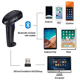 Máy quét mã vạch Bluetooth YHD 1100CB 1D kết nối không dây Bluetooth/ Không dây dùng trên Điện thoại, Máy tính - Hành nhập khẩu