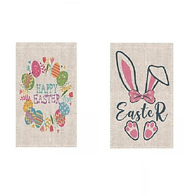 2 Pieces Easter Garden Flag Banner Colorful for Holiday Backyard Decoration