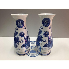 Mua Combo 2 chiếc lọ cắm hoa thờ bằng sứ rồng xanh lam -Đồ thờ cúng phong thủy AN2021194