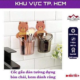 Mua Cốc gấu dán tường đựng bàn chải  kem đánh răng - đa năng  tiện dụng