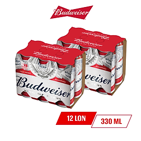 Combo 2 Lốc 6 Lon Bia Budweiser 330ml Lon