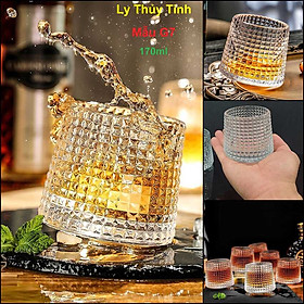 Bộ Ly Uống Rượu Thủy Tinh 170ML đế xoay (bộ 6 cái) mẫu trụ tròn giác kim cương – Bộ Cốc Uống Rượu Đẹp – Ly Thủy Tinh Uống Rượu Vang siêu trong (G7)