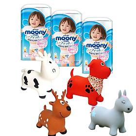 Combo 3 gói tã quần Moony cao cấp size M58/L44/XL38/XXL26 tặng thú nhún Toys House