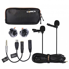 Cặp micro cài áo cho camera, gopro, smartphone comica cvm-d02 - hàng chính hãng