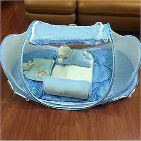 Mua Màn  nôi chụp cho em bé có nhạc  kèm đệm lót  gối đầu - Giao mầu ngẫu nhiên