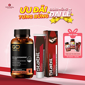 Bộ sản phẩm xương khớp nhập khẩu chính hãng trong uống ngoài bôi gồm: Viên uống GO Glucosamine 1-A-Day 1500mg (60 viên) và Kem bôi khớp Stabil (75 gam)
