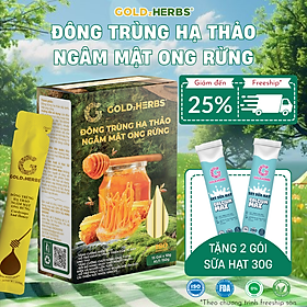 Hàng chính hãng - Đông trùng hạ thảo ngâm mật ong rừng GoldzHerbs, 100% mật ong nguyên chất – Hũ 300g/ Hộp 15 gói