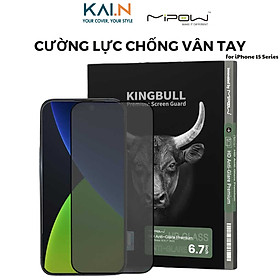 Miếng Dán Màn Hình Kính Cường Lực Chống Vân Tay MIPOW KINGBULL Dành Cho iPhone 15 Pro Max / 15 Pro / 15 Plus / 15 - HÀNG CHÍNH HÃNG