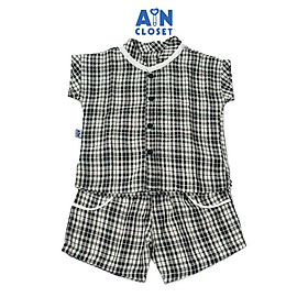Bộ quần áo ngắn bé trai họa tiết Caro Đen Viền Trắng cotton - AICDBGMB0T74 - AIN Closet
