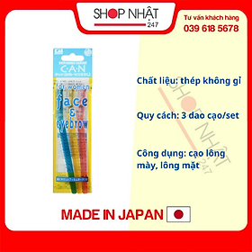 Set 3 dao cạo lông mày cán ngắn KAI nội địa Nhật Bản