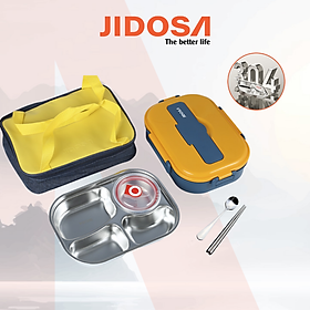 Hộp cơm giữ nhiệt Văn Phòng JIDOSA JD3850 đựng thức ăn 4 ngăn kèm bát đựng canh chống tràn