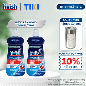 Combo 2 chai Nước Làm Bóng Chén Bát  Finish Rinse & Shine Aid - 500ML/chai